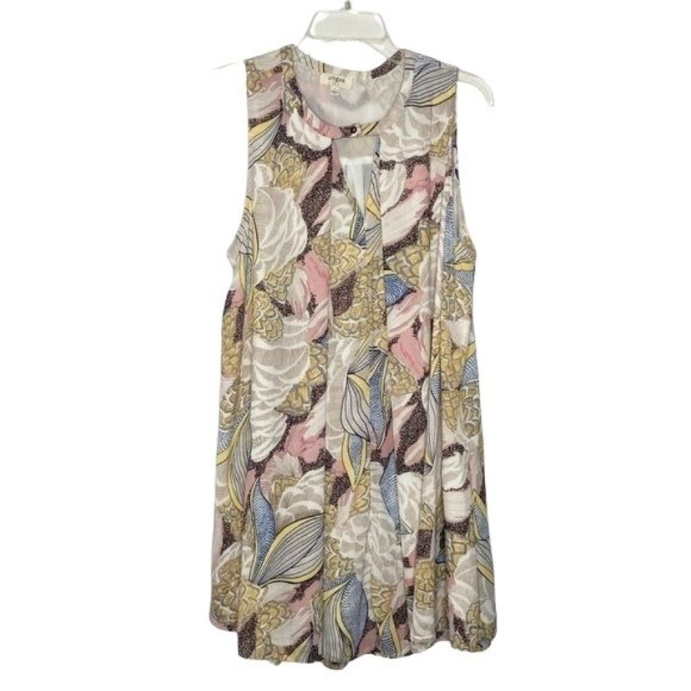 Umgee Floral Keyhole Boho Mini Swing Dress Size Large
